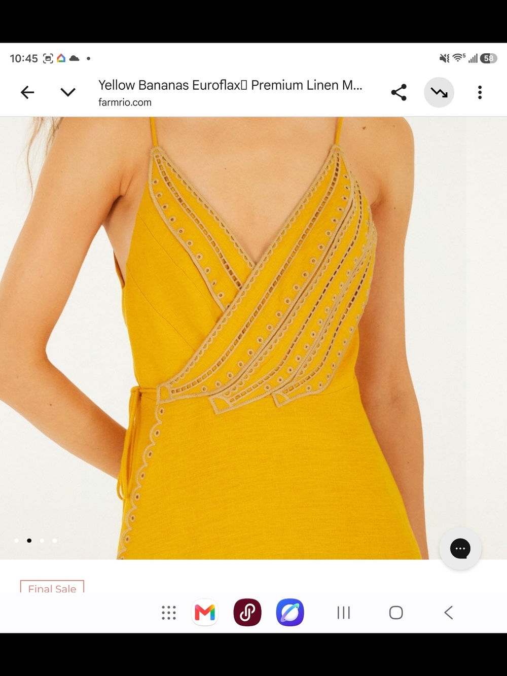 FARM Rio Mustard Yellow Eyelet Strapless Wrap Dress - Picture 5 of 8
